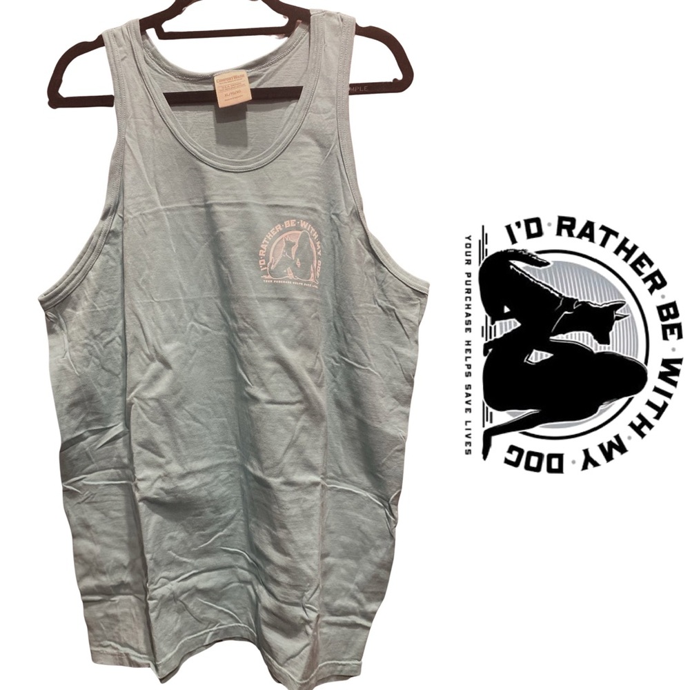 Unisex Style | I’d Rather Be With My Dog Tank | Size XL | Teal